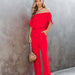 Color-Red-Spring Summer Women Clothing Off Shoulder Elegant Shoulder Baring Jumpsuit-Fancey Boutique