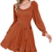 Color-Light Brown-Early Spring Chiffon Dress Women Ruffled V neck Fitted Waist Sweet A line Dress-Fancey Boutique