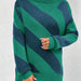 Color-Blue Striped Bottoming Shirt-Autumn Winter Turtleneck Pullover Contrast Color Diagonal Striped Knitted Bottoming Shirt Women-Fancey Boutique