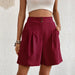 Color-Rosewood Color-Summer Women Clothing Solid Color High Waisted Shorts Women Summer-Fancey Boutique