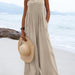 Color-Khaki-Women Clothing Summer Jumpsuit Ethnic Solid Color Wide Leg Jumpsuit-Fancey Boutique