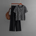 Summer Wear Women Two Piece Set Clothing Leopard Print Knitted Women-Black-Fancey Boutique