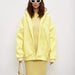 Cardigan Sweater Autumn Winter Solid Color Loose Hooded Zipper Coat for Women-Yellow-Fancey Boutique