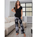 Color-Black-Ladies Home Casual Suit Short Sleeved Trousers Spring Summer Pajamas Delivery-Fancey Boutique