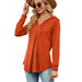 Color-Orange-Autumn Winter Solid Color V neck Button Hooded Loose Long Sleeves Sweater Women-Fancey Boutique