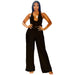 Color-Black-Women Wear Sexy Swing Collar Sleeveless Backless Solid Color Pleated Blouse Pants-Fancey Boutique