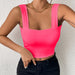 Camisole Wide Shoulder Strap Sleeveless Outerwear Top Sexy Slim Fit Sexy Back-Coral Red-Fancey Boutique