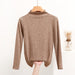 Color-Khaki-Women Half Turtleneck Slimming Stretch Sweater Spring Autumn Western Slim Fit Long Sleeve Bottoming Sweater Wooden Ear-Fancey Boutique