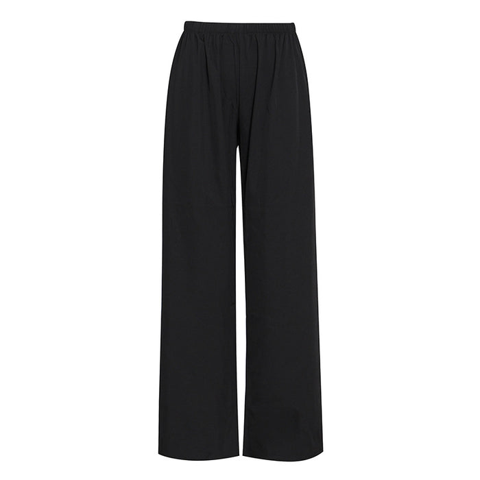 Australian Brand Design Loose Top Spring Casual Solid Color round Neck T shirt for Women Pant Sets-Black Pants-Fancey Boutique