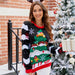 Color-Multi4-Casual round Neck Christmas Sweater Embroidered Christmas Tree Alphabet Cartoon Christmas Knitted Sweater-Fancey Boutique