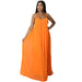 Color-Orange-Women Chiffon Solid Color Casual Backless Cami Dress-Fancey Boutique