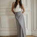 Fishtail Skirt Spring Satin Satin Long High Waist Hip Mop Fishtail Skirt-Light Gray-Fancey Boutique