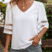 Summer Women Gauze Stitching Half Sleeve White Top for Women-Fancey Boutique