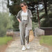 Women Suit Spring Summer Loose Fitting Long Sleeves Shirt Lace Up Casual Cropped Pants-Fancey Boutique