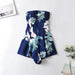 Color-Navy Blue-Summer Banana Leaf Printed Tube Top Sexy Romper Romper-Fancey Boutique