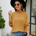 Color-Brown-High Collar Knitted Sweater Women Autumn Winter Solid Color Long Sleeve Pullover Knitting Bottoming Shirt-Fancey Boutique