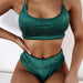 Color-Green-Swimsuit Women Split Swimsuit Solid Color Simple High Waist Bikini-Fancey Boutique