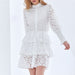 Color-Niche Tiered Dress Spring French Solid Color Embroidered Long Sleeve Dress for Women-Fancey Boutique