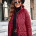 Color-Red-Women Clothing Casual Turtleneck Cotton Padded Coat Jacket Women Coat-Fancey Boutique
