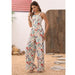 Women Jumpsuit Floral Print Button Wide Leg Jumpsuit-Fancey Boutique