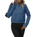 Color-Navy Blue-Ladies Half Zip Pullover Sweatshirt Short Chic Sweatshirt-Fancey Boutique