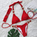 Color-Red-Sexy Luxury Crystal Diamond Bikini Solid Color Women Split Bandage Swimsuit Metal Accessories Swimsuit-Fancey Boutique