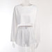 Color-White-Autumn Ladies Simple Slim Fit Loose Pullover Top Shorts Set-Fancey Boutique