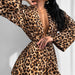 Autumn Leopard Print Printed Sexy Sling Ladies Homewear Cardigan Long Sleeve Shorts Pajamas Three Piece Set-Leopard-Fancey Boutique