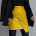 Women Clothing Autumn Winter Street Ruffle Hip Skirt Leather Skirt-Fancey Boutique