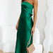 Color-Green-Spring Summer Elegant Socialite Satin Hollow Out Cutout Backless Tube Top Dress Length-Fancey Boutique