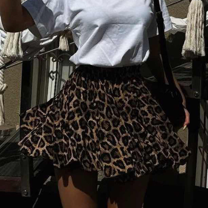 Skirt Sexy Leopard Print Elastic Band Slimming Skirt-Fancey Boutique