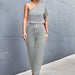 Color-Gray-Women Clothing Diagonal Shoulder Jumpsuit-Fancey Boutique