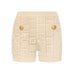 Color-Khaki Shorts-Long Sleeve Short round Neck Hollow Out Cutout out Knitwear Dress Vest Shorts Women-Fancey Boutique