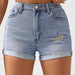 Color-Blue-Women Shorts Summer High Waist Denim Shorts Ripped Casual Pants-Fancey Boutique
