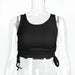 Summer Women Sexy Slim Fit Drawstring Bandage Rib Camisole-Black-Fancey Boutique