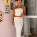 Color-White Suit-Spring Summer Tube Top Contrast Color Line Skinny Sheath Long-Sleeved Suit-Fancey Boutique