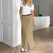 British Office Cotton Linen Straight High Waist Slit Skirt Autumn Arrival Long Skirt No Belt-Fancey Boutique