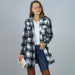 Color-Multi-2-Autumn Winter Women Clothing Collar Plaid Long Women Plush Coat Top Women Shacket-Fancey Boutique