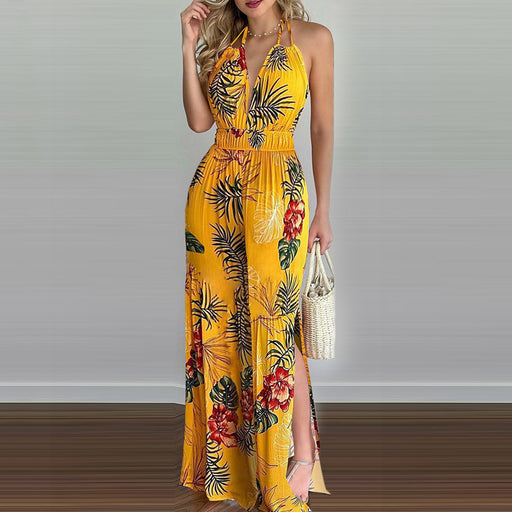 Color-Yellow-Women Clothing Digital Printing Colorful Jumpsuit Women-Fancey Boutique