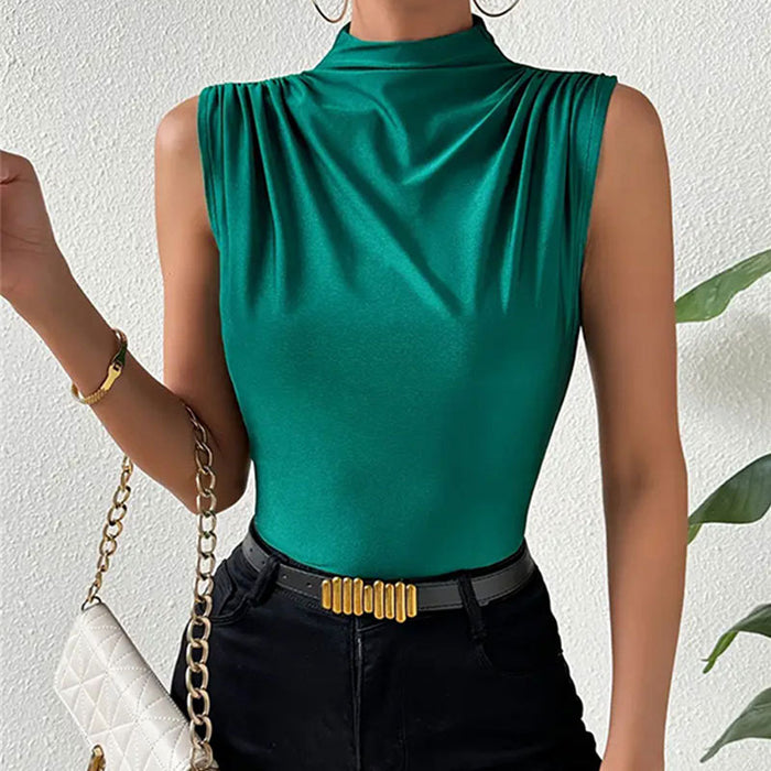 Knitted Stretch Swing Collar Sleeveless Top Women Solid Color Slim Fit T shirt Spring Summer Vest Bottoming Women-Fancey Boutique