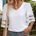 Summer Women Gauze Stitching Half Sleeve White Top for Women-Fancey Boutique