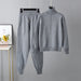 Color-Gray-Casual Set Autumn Winter Turtleneck Solid Color Sweaters Two Piece Set-Fancey Boutique