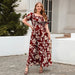 Color-Red-Plus Size Women Clothing Printed Casual Holiday Dress Bohemian French Elegant Mid Length Dress-Fancey Boutique