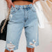 Color-Blue-Summer Urban Casual Ordinary Water Washed Hole Women Denim Straight-Leg Pants-Fancey Boutique