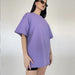 Spring Summer Solid Color T Shirt Women Cotton Short Sleeved Shirt Loose All Match-Purple-Fancey Boutique