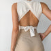 Color-White-Spring Summer New Solid Color Vest Sexy Hollow Out Cutout Backless Lace up Vest Top-Fancey Boutique