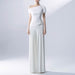 Summer Elegant Pleated Design Single Blouse High Waist Straight Wide Leg Pants Set Women-White-Fancey Boutique