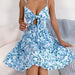 Spring Summer Casual Floral Bow Ruffle Sleeveless Dress Women Clothing-Light Blue-Fancey Boutique