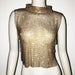 Color-Gold-Women's Clothing Full Diamond Vest Luxury Turtleneck Rhinestone Top Sexy Nightclub Sexy Vest-Fancey Boutique