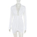 Sexy Hip Dress Sexy V Neck Long Sleeve Dress Women-White-Fancey Boutique